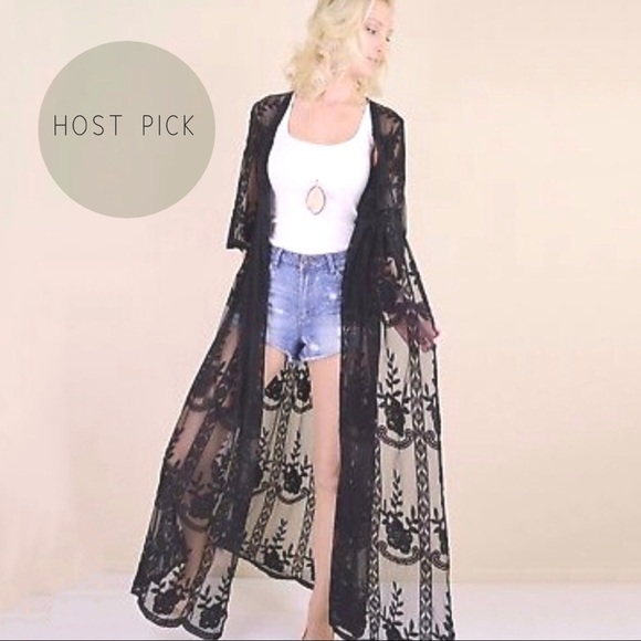 Azure Bleu Dresses & Skirts - LAST ONE OLIVE LACE DUSTER KIMONO  (NOT BLACK